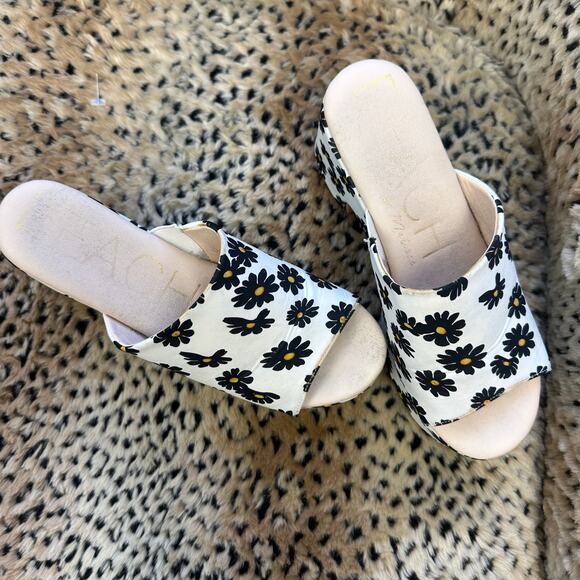 Anthropologie Matisse Beach Terry Floral Platform Heel Sandals White Size 8 - Picture 4 of 10